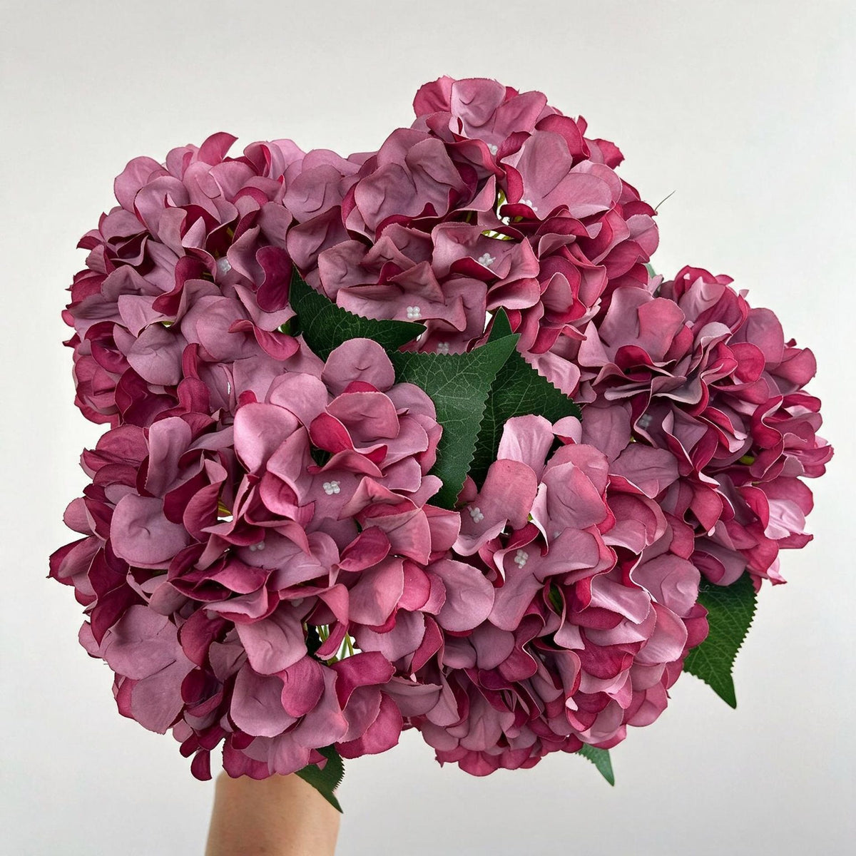 Bouquet d'hortensias artificiels 46 cm – 225 fleurs en soie, décoration mariage, jardin, intérieur/extérieur, ambiance champêtre provençale