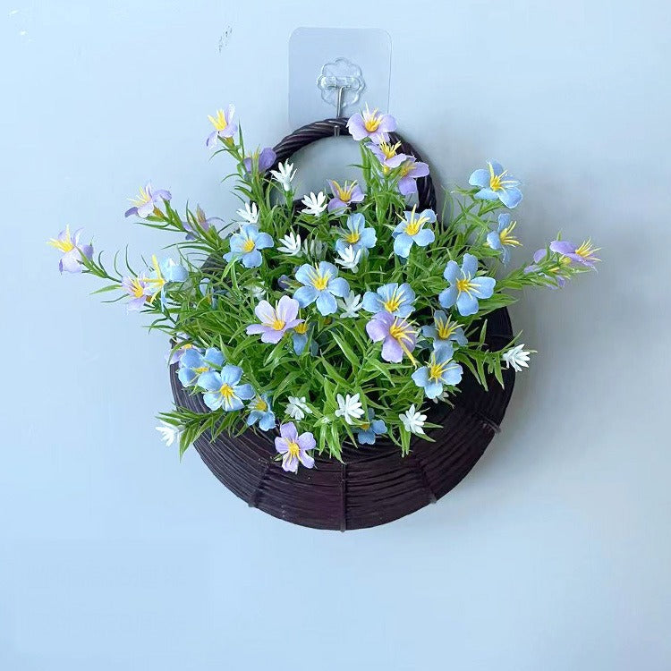 Panier mural nid d'oiseau avec fleurs artificielles en soie, décoration murale intérieure, 25 cm, style nordique, pour salon ou événements