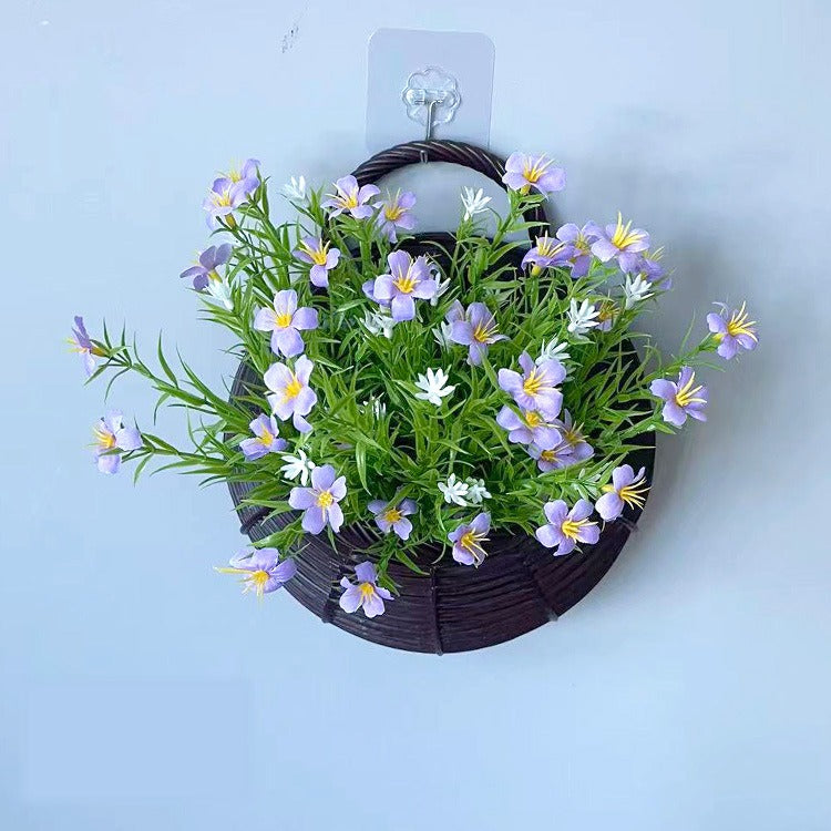Panier mural nid d'oiseau avec fleurs artificielles en soie, décoration murale intérieure, 25 cm, style nordique, pour salon ou événements