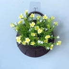 Panier mural nid d'oiseau avec fleurs artificielles en soie, décoration murale intérieure, 25 cm, style nordique, pour salon ou événements