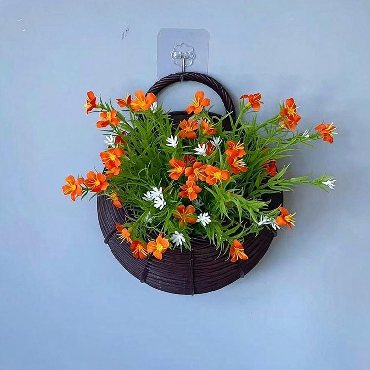 Panier mural nid d'oiseau avec fleurs artificielles en soie, décoration murale intérieure, 25 cm, style nordique, pour salon ou événements