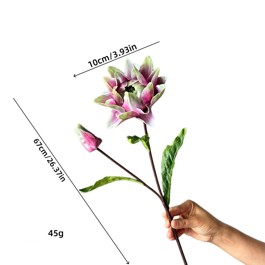 Fleur artificielle chic, tige unique avec 2 fleurs d'Artichaut et d'Ananas, 67 cm, pour mariage et décoration intérieure