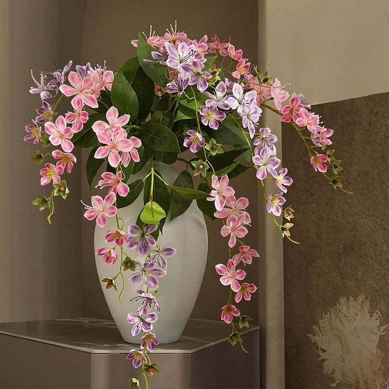 Fleur artificielle Jasmin de Madagascar, tige unique avec 9 fleurs, 80 cm, tissu soyeux, décoration intérieure