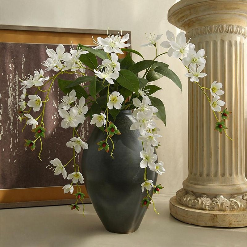 Fleur artificielle Jasmin de Madagascar, tige unique avec 9 fleurs, 80 cm, tissu soyeux, décoration intérieure