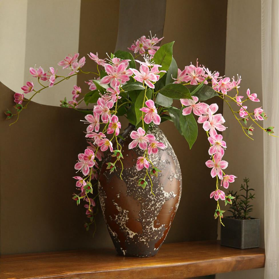 Fleur artificielle Jasmin de Madagascar, tige unique avec 9 fleurs, 80 cm, tissu soyeux, décoration intérieure