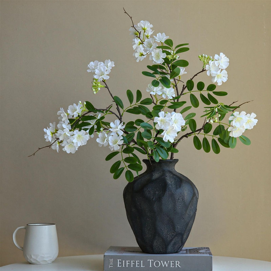Fleur artificielle de Michelia, tige unique avec 30 fleurs, 74 cm, tissu imitation soie, blanc ou rose