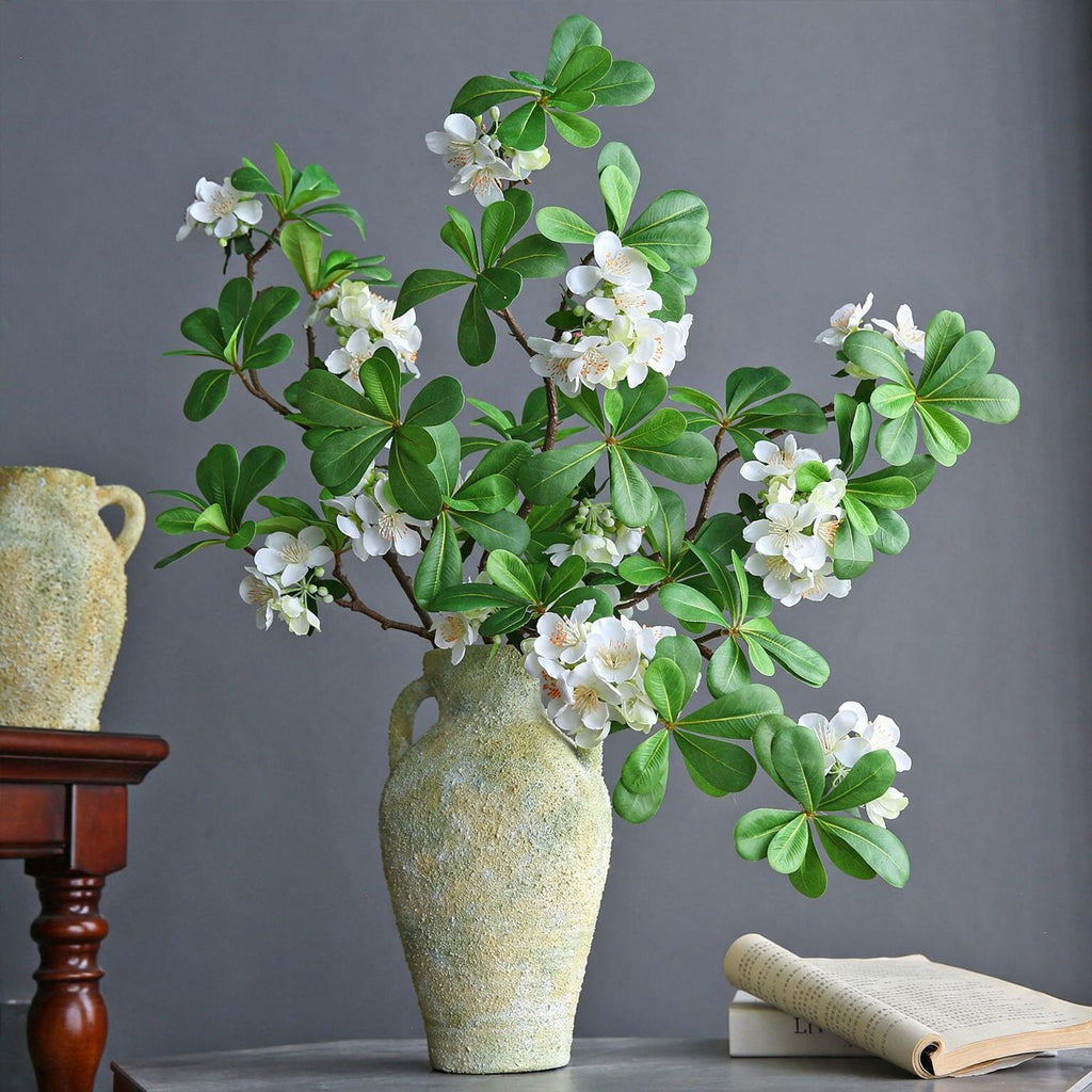 Fleur artificielle Pittosporum, tige unique avec 15 fleurs, 78 cm, tissu soyeux, décoration intérieure