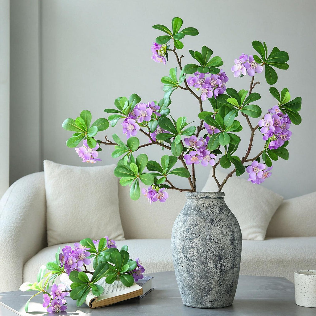 Fleur artificielle Pittosporum, tige unique avec 15 fleurs, 78 cm, tissu soyeux, décoration intérieure