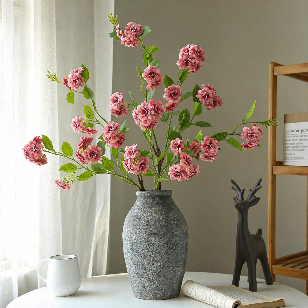 Fleur artificielle en soie camélia multi-têtes, tige unique 87 cm, décoration champêtre pour intérieur, mariage, commerce