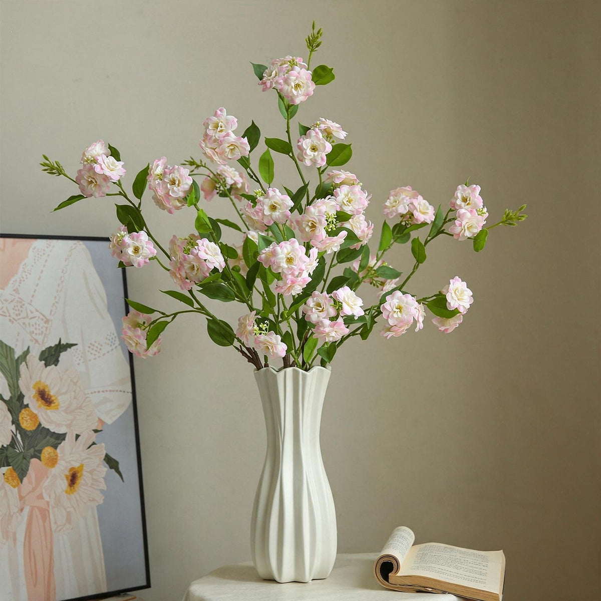 Fleur artificielle en soie camélia multi-têtes, tige unique 87 cm, décoration champêtre pour intérieur, mariage, commerce