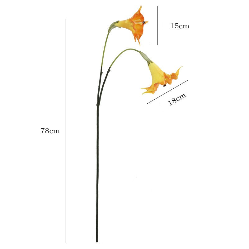Fleur artificielle Datura, tige simple avec 2 fleurs en PU, 78 cm, décoration intérieure et extérieure, mariage, terrasse