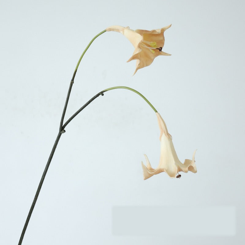 Fleur artificielle Datura, tige simple avec 2 fleurs en PU, 78 cm, décoration intérieure et extérieure, mariage, terrasse