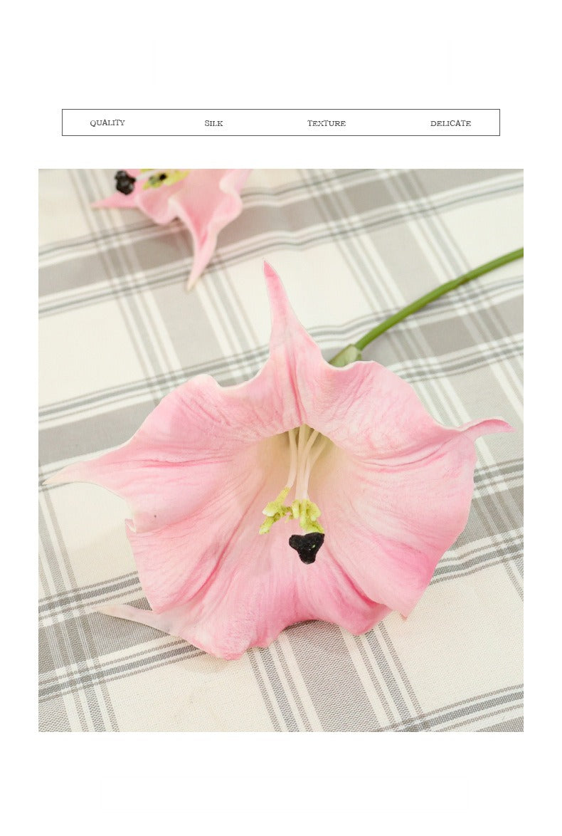 Fleur artificielle Datura, tige simple avec 2 fleurs en PU, 78 cm, décoration intérieure et extérieure, mariage, terrasse