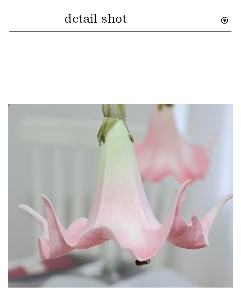 Fleur artificielle Datura, tige simple avec 2 fleurs en PU, 78 cm, décoration intérieure et extérieure, mariage, terrasse