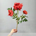 Fleur artificielle Dahlia Chrysanthème, tige unique avec 3 fleurs, 68 cm, décoration intérieure élégante