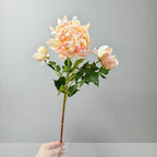Fleur artificielle Dahlia Chrysanthème, tige unique avec 3 fleurs, 68 cm, décoration intérieure élégante