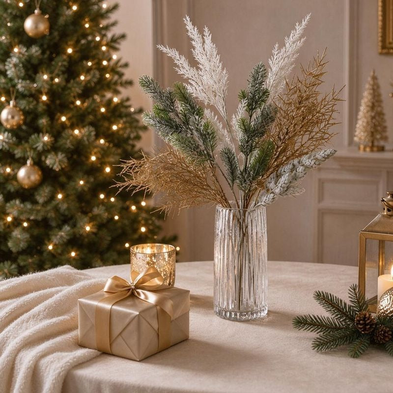 Branche de pin artificiel givré, décoration intérieure élégante, 71 cm, style scandinave et champêtre