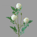 Rose artificielle à bord frisé, tige unique avec 3 fleurs, 57 cm, tissu polyester, décoration intérieure