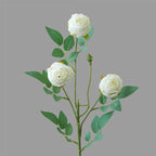 Rose artificielle à bord frisé, tige unique avec 3 fleurs, 57 cm, tissu polyester, décoration intérieure