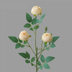 Rose artificielle à bord frisé, tige unique avec 3 fleurs, 57 cm, tissu polyester, décoration intérieure