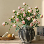 Rose artificielle à bord frisé, tige unique avec 3 fleurs, 57 cm, tissu polyester, décoration intérieure