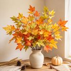 Bouquet de feuilles d'érable artificielles miniatures, 3 branches, 58 cm, décoration d'intérieur élégante, style campagne chic