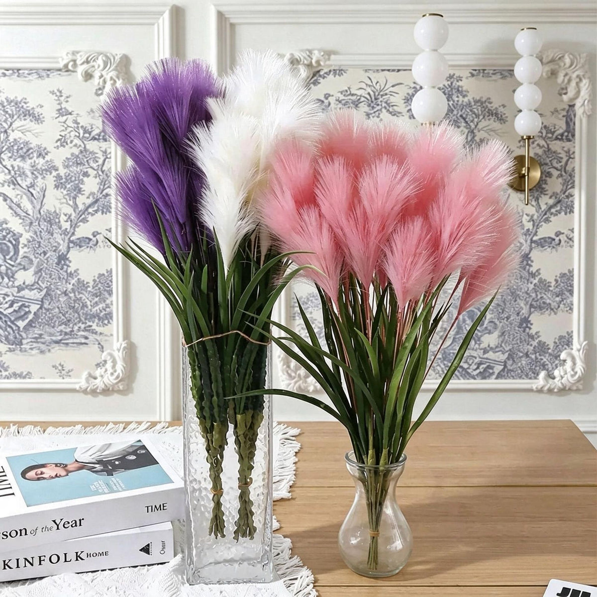 Tige artificielle Pampas 50 cm, décoration élégante pour mariage, maison, extérieur, couleur naturelle
