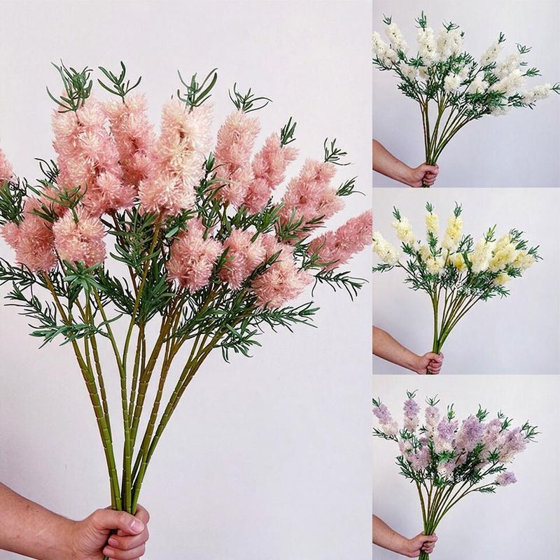 Fleur artificielle à tige unique avec feuilles duveteuses, 71 cm, 2 fleurs sauvages, décoration intérieure élégante