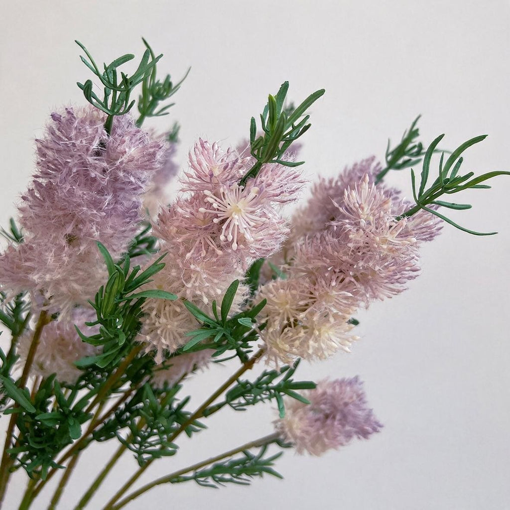 Fleur artificielle à tige unique avec feuilles duveteuses, 71 cm, 2 fleurs sauvages, décoration intérieure élégante