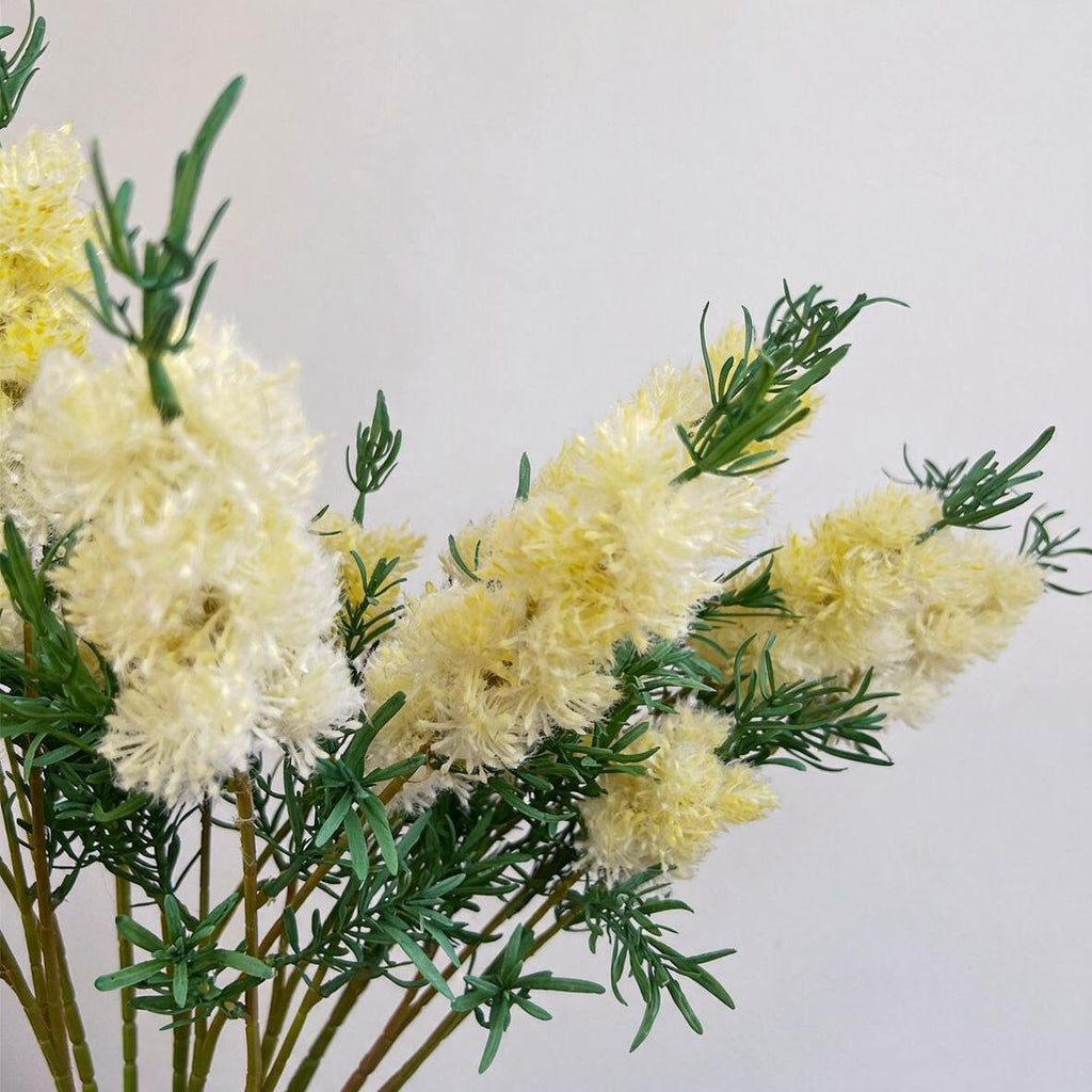Fleur artificielle à tige unique avec feuilles duveteuses, 71 cm, 2 fleurs sauvages, décoration intérieure élégante