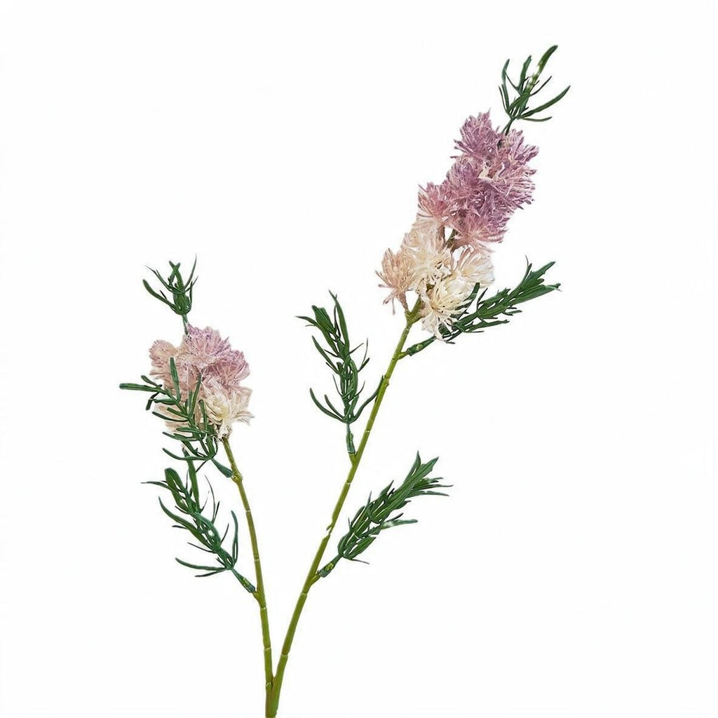 Fleur artificielle à tige unique avec feuilles duveteuses, 71 cm, 2 fleurs sauvages, décoration intérieure élégante