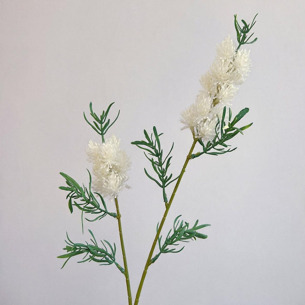 Fleur artificielle à tige unique avec feuilles duveteuses, 71 cm, 2 fleurs sauvages, décoration intérieure élégante