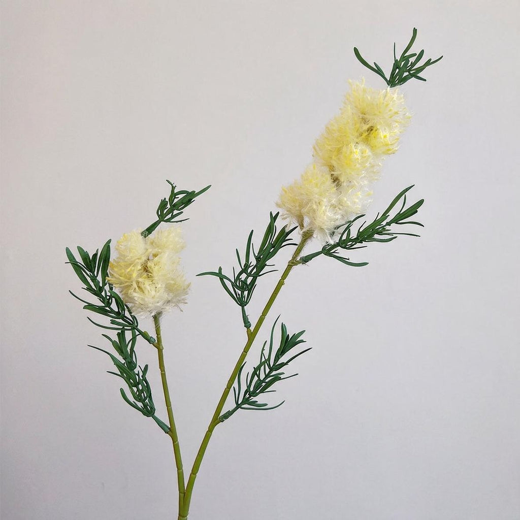 Fleur artificielle à tige unique avec feuilles duveteuses, 71 cm, 2 fleurs sauvages, décoration intérieure élégante