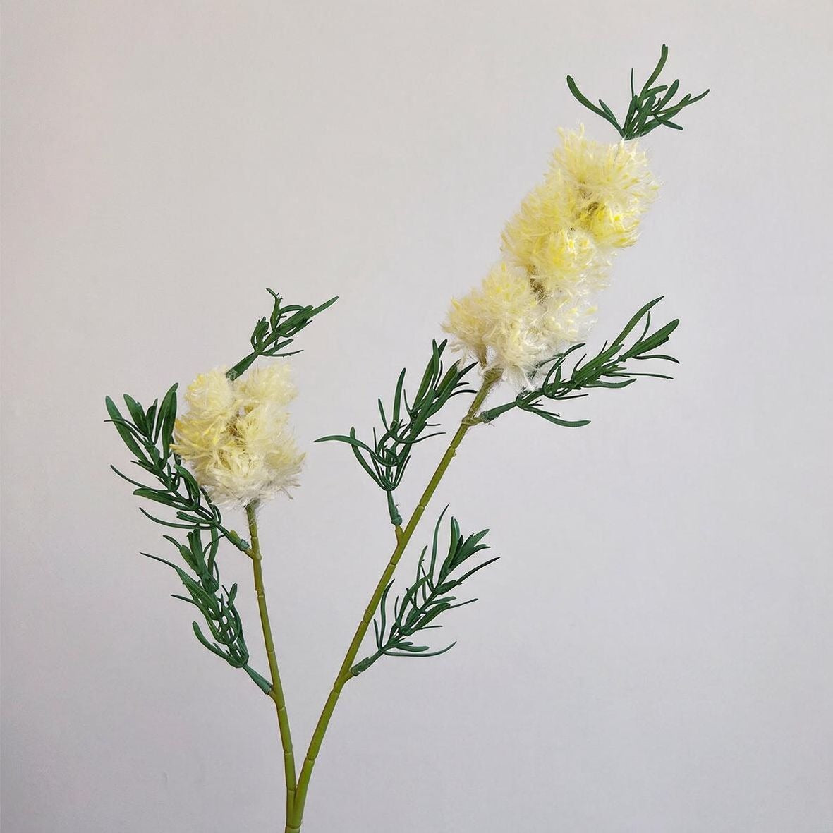 Fleur artificielle à tige unique avec feuilles duveteuses, 71 cm, 2 fleurs sauvages, décoration intérieure élégante