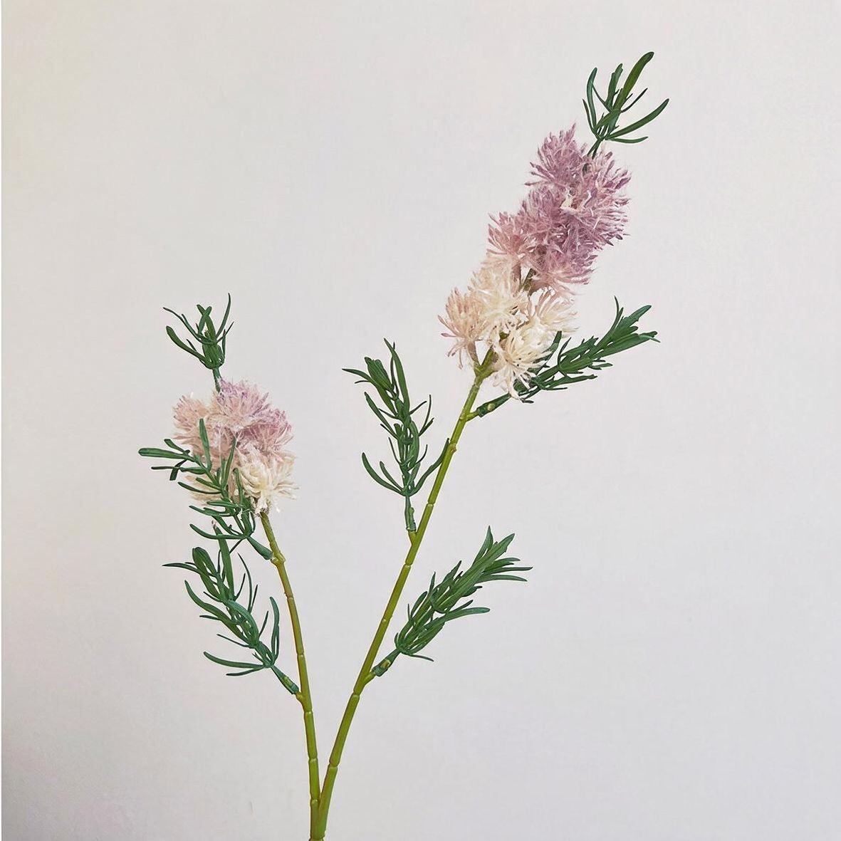 Fleur artificielle à tige unique avec feuilles duveteuses, 71 cm, 2 fleurs sauvages, décoration intérieure élégante