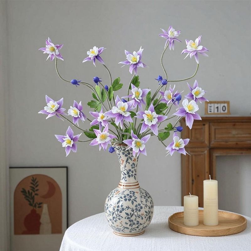 Clématite artificielle de 88 cm, bouquet de 9 fleurs en tissu soyeux, décoration d'intérieur style campagne