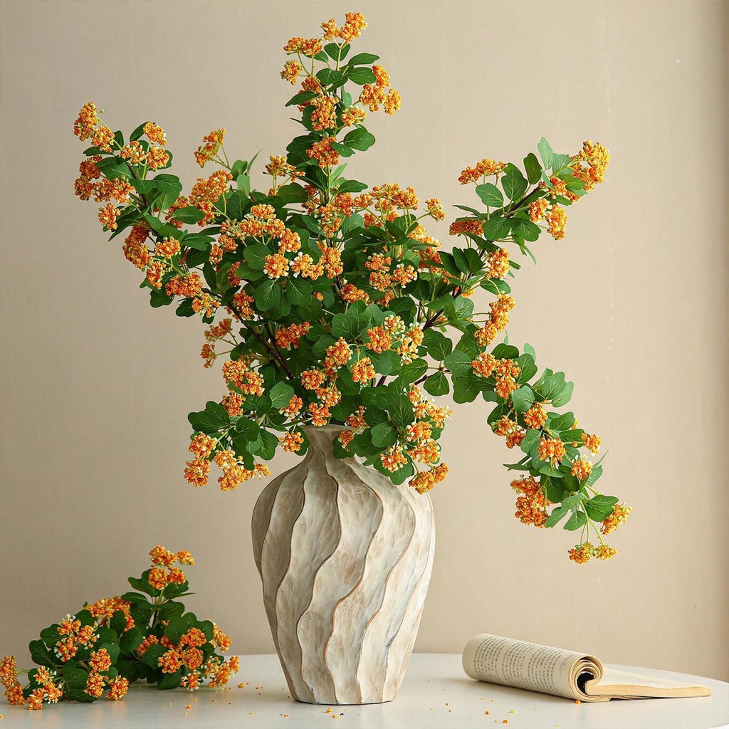 Branche de baies de perles artificielles, 80 cm, tissu polyester, décoration intérieure