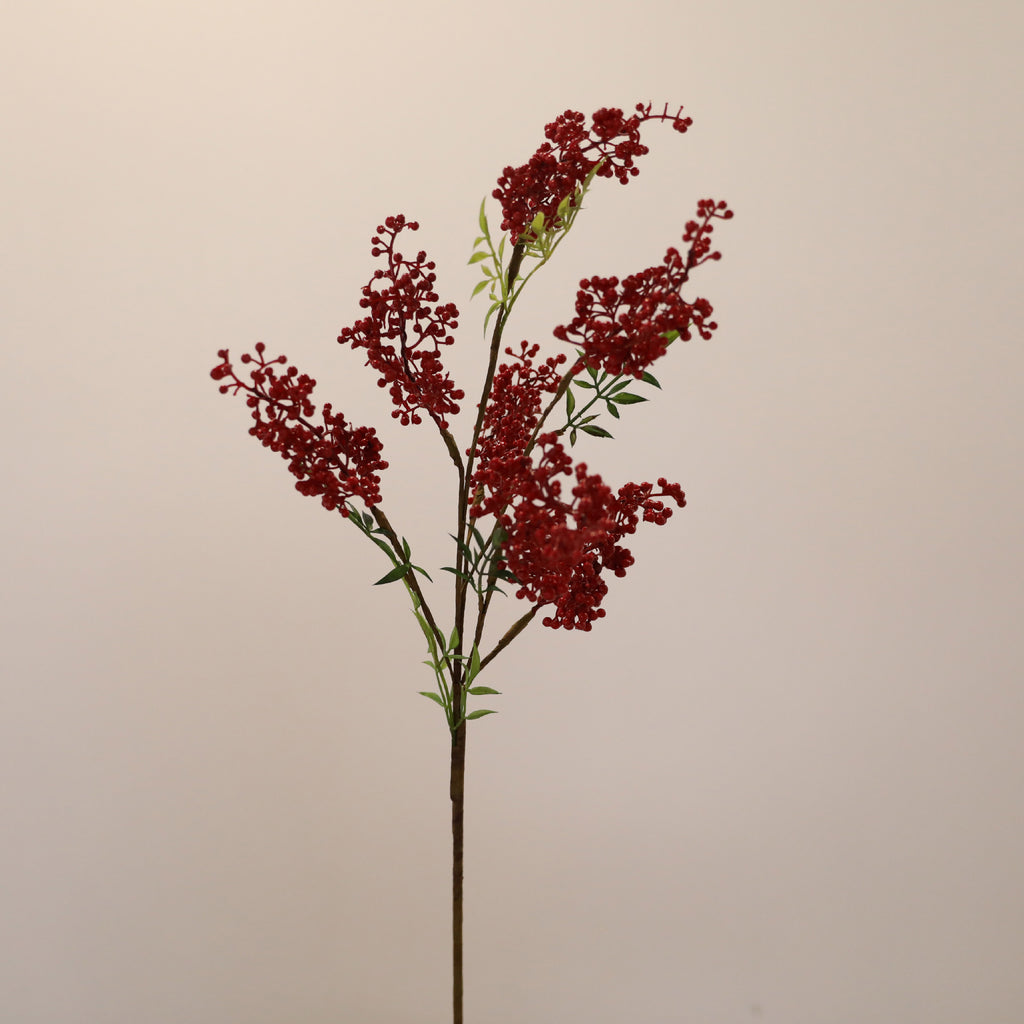 Branche artificielle de Nandina avec baies, décoration florale rustique, 80 cm, 7 grappes de fruits