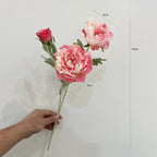 Tige unique de pivoine artificielle en tissu soyeux, 50 cm avec 3 fleurs, décoration intérieure élégante