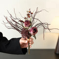 Bouquet de roses et eucalyptus artificiels 29 cm, décoration élégante pour mariage, intérieur et extérieur