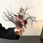 Bouquet de roses et eucalyptus artificiels 29 cm, décoration élégante pour mariage, intérieur et extérieur