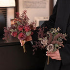 Bouquet de roses et eucalyptus artificiels 29 cm, décoration élégante pour mariage, intérieur et extérieur