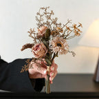 Bouquet de roses et eucalyptus artificiels 29 cm, décoration élégante pour mariage, intérieur et extérieur