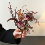 Bouquet de roses et eucalyptus artificiels 29 cm, décoration élégante pour mariage, intérieur et extérieur