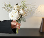 Bouquet de roses et eucalyptus artificiels 29 cm, décoration élégante pour mariage, intérieur et extérieur