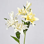 Lys double Phoenix artificiel, 80 cm avec 3 fleurs, décoration intérieure et mariage, style rétro et moderne