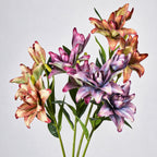 Lys double Phoenix artificiel, 80 cm avec 3 fleurs, décoration intérieure et mariage, style rétro et moderne