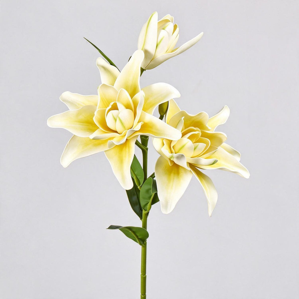 Lys double Phoenix artificiel, 80 cm avec 3 fleurs, décoration intérieure et mariage, style rétro et moderne