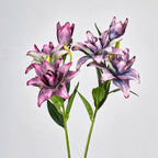 Lys double Phoenix artificiel, 80 cm avec 3 fleurs, décoration intérieure et mariage, style rétro et moderne