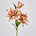 Lys double Phoenix artificiel, 80 cm avec 3 fleurs, décoration intérieure et mariage, style rétro et moderne